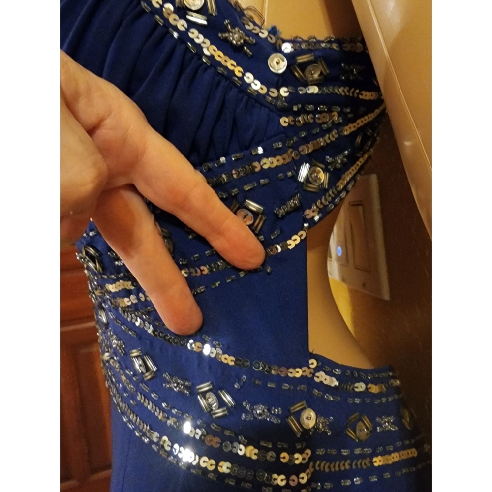 Hailey Logan by Adrianna Papell Formal Gown Navy Silver Sequins & Beading - Picture 9 of 13